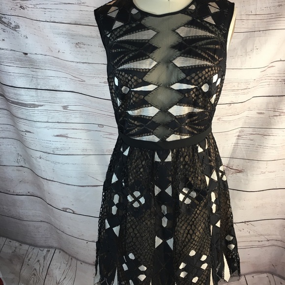 BCBGMAXAZRIA fit flare edgy paneled NWOT DRESS
